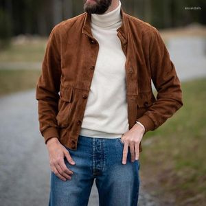 Herrjackor Autumn Winter Retro knäppt avslappnad kappa manlig stativ krage cardigan toppar outwear mens långärmad gammal modejacka