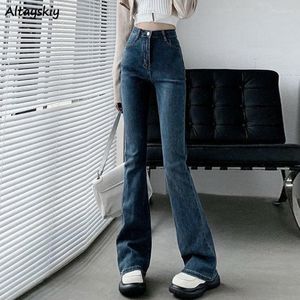 Jeans da donna Flare Women Solid Spring Simple High Waist Skinny All-match Figura intera Casual Donna Vintage Fashion Ulzzang Streetwear