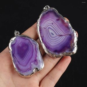 Collane con ciondolo Pietre semipreziose naturali di forma irregolare Pendenti in agata a strisce viola Creazione di gioielli Accessori per orecchini fai-da-te