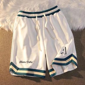 Shorts masculinos bordados com letras casuais plus size calças baskeall esportivas design reto sentido cinco pijamas confortáveis