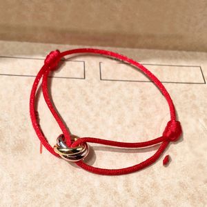 trinity 925silver Bracelet Lucky Red Rope for woman designer Gold plated 18K T0P quality highest counter quality brand designer jewelry anniversary gift 004