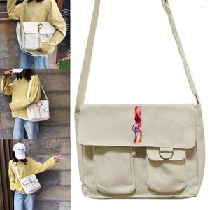 Shoppingväskor postman fall student stil vild canvas messenger väska enkel koreansk axel färg bokstav tryck kvinnor avslappnad crossbody påse