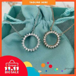Fashion designer tiff ring top T home S925 sterling silver simple temperament sunflower zircon necklace women's new fashion style round clavicle Chain Pendant YRIN
