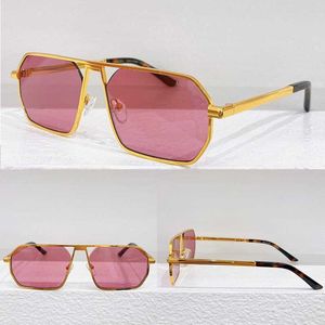 23ss Winter Fashion Aviator sunglasses Designer Womens Sunglasses Rectangle Gold Metal Frame Pink Lenses Ladies Prom Party Glasses PRA53S With original box