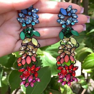 Dangle Earrings Classic Style Colorful Crystal Long For Women Statement Jewelry Elegant Accessories Femmel Bijoux Wholesale