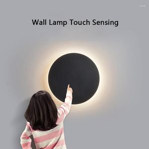 Wall Lamp Gray LED Light With Touch Switch Bedroom Bedside Indoor Stair Lighting Fixture Iron And Acrylic Materials