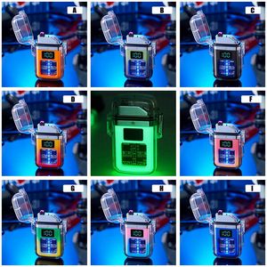 Colorful Pendant Lighter Windproof Waterproof USB Cyclic Charging ARC Lighter Portable Electricity LED Light Power Display Herb Cigarette Tobacco Smoking Holder