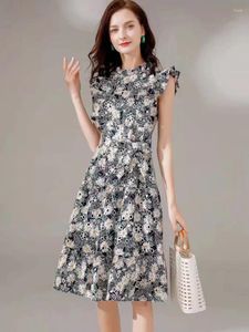 Casual Dresses Mini Dress Fashion High Quality 2023 Summer Women's Designer Vintage Elegant Flowers Print Embroidered Party