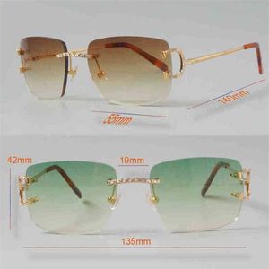 2023 Designer Glasses Model Stones Diamond Men Rimless Rave Festival Shades Sun SCBQ DTK7 Sunglasses