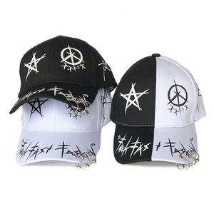 Unisex graffiti baseball cap ring utomhus snapback hatt svart vit hiphop hatt pappa hatt trucker hatt för män kvinnor