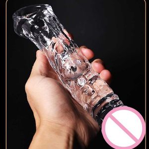 Sex toy massager Reusable Penis Sleeve Extender Toys for Men Enlarger Extend Cock Transparent/Flesh