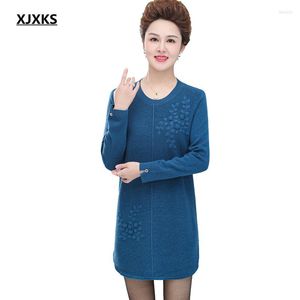 Women's Sweaters XJXKS Pure Color All-match Wool Knitted Dress Women Pullover 2023 Autumn Winter Long Sweater