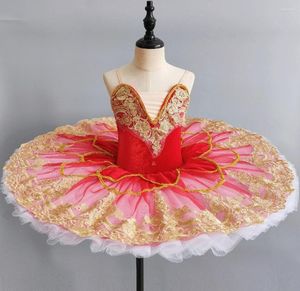Scene Wear Red Professional Ballet Tutu For Girl Pancake Tulles Platter Performance Tutus Kids Dress Girls