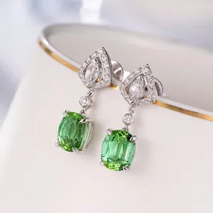 Dangle Earrings Geometric 925 Silver Sterling Emerald Jewelry Gemstone Drop Earring For Females Aros Mujer Oreja Jewellry Orecchini Women