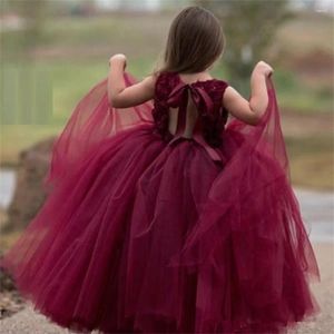Vestidos da menina 2023 gola redonda flor meninas inchado crianças vestido de festa de casamento na altura do joelho mangas curtas criança vestidos de noiva