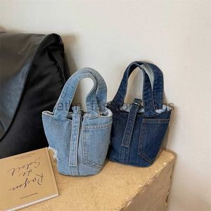 Omuz çantaları tarzı küçük lüks tasarımcı denim kova çanta çanta mini vintage kot handbagcatlin_fashion_bags