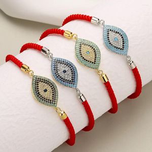 Charm Bracelets Ins Bakır Cz Kristal Türk Gözü Kırmızı Halat Zinciri Ayarlanabilir Şanslı Mücevher Muska Hediyeleri