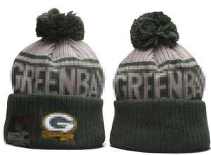 Men Knitted Cuffed Pom GREEN Beanies BAY GB Bobble Hats Sport Knit Hat Striped Sideline Wool Warm BasEball Beanies Cap For Women A27