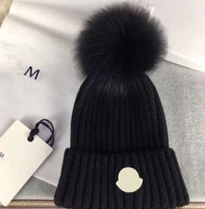 2023 Designer Winter Gestrickte Beanie Wollmütze Frauen Grobstrick Dicke Warme Kunstpelz Pom Beanies Hüte Weibliche Bonnet Caps 11 Farben