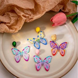 Brincos de parafuso prisioneiro borboleta personalidade feminina doce cor contraste brinco luz luxo temperamento moda all-match jóias tendência