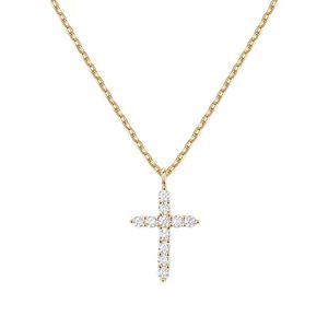 Designer-Halskette 14K vergoldete Kreuz-Halskette für Damen, Kreuz-Anhänger, Gold-Halsketten für Damen