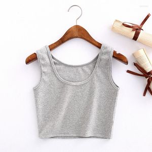 Women's Tanks Crop Top Women Solid Basic T-shirts Vest Summer Slim Render Short Sleeveless Camisole Casual Sexy Elastic Tank Tops Tees