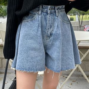 Kvinnors syiwidii ​​jean kvinnor sommar hög midja baggy bred ben flare kort jeans avslappnad vintage koreansk stil y2k denim shorts 230404