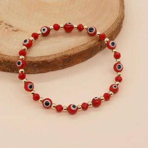 Strand frisado pulseira cristal olho originalidade mão tricô vermelho bohemia maré ajustável simples arroz grânulo