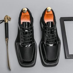 Классические туфли Мужские из натуральной кожи с квадратным носком Банкетные деловые дышащие броги