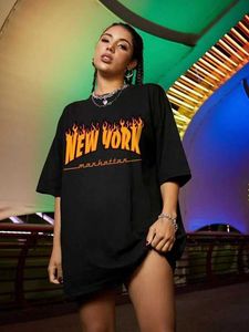 2023 Summer New Gothic Print Auto Loose T-shirt w stylu krótkiego rękawu Batch Masowe koszule plus shir