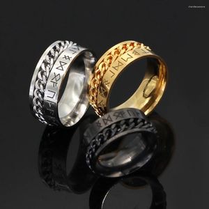 Кольца-кластеры, скандинавские кольца викингов с буквами для большого пальца для мужчин, цепочка из нержавеющей стали, Спиннер, кольцо с рунами, тревожное непоседа, женские модные украшения
