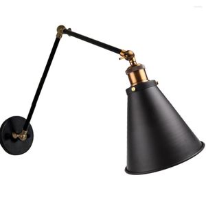 Vägglampa e27 bas retro loft industriell led vintage ljus sconce justerbar handtag metall rustika fixturer