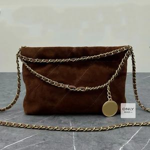 Tasarımcı Süet Çanta Sonbahar Kış Kapitone Omuz Çantaları Zincir Pırlanta Crossbody Orijinal Deri 22 Hobo Lady Lüks Kadın Moda Çantaları Tote Debriyaj Ayna