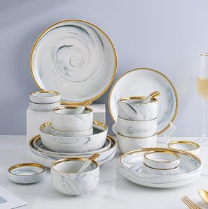 Geschirr-Set aus Keramik, Marmor, Grau, Teller und Schalen, Abendessen, Dessert, Vorspeise, Teller, Geschirr-Set für Zuhause, Restaurant, Hotel, Geschenk