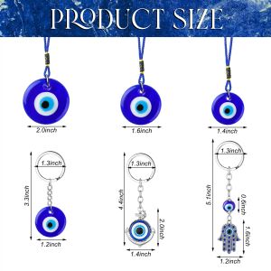 Keychains Lanyards l Evil Eye Eye Blue Glass Hand Sier Round for 남성 여성 핸드백 장식 드롭 배달 am86j