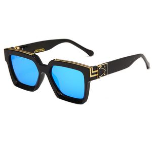 ブルーレンズサングラスファッションラウンドサングラスアイウェアサングラスデザイナーブランドブラックメタルフレームダーク49mmガラス18色から選択する