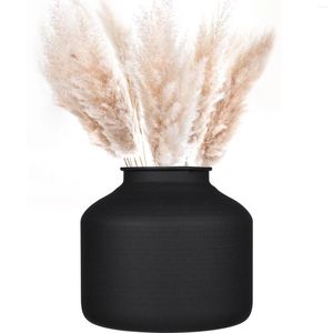 Vases Black Flower Pots Iron Vase Pampas Grass Matte Home Decor Metal Decorate Container Floral Arrangement Planter