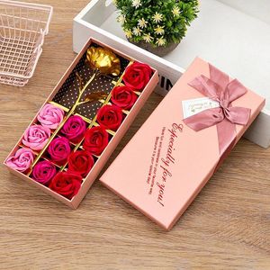 Dekorative Blumen, 1 Box, Valentinstagsgeschenke, Seife, Rosenblütenkopf, künstliche Folie, Hochzeitsdekorationen, Muttergeschenke