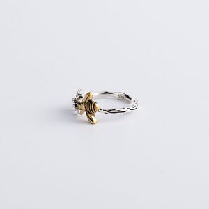 Винтажное тайское серебряное кольцо с цветком пчелы, женское простое изящное индивидуальное потертое стильное хипстерское украшение, оптовая продажа