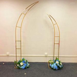 Party Decoration 2Pcs Wedding Arch Square Backdrop Balloon Stand Background Shiny Metal Gold Plating Outdoor Artificial Flower Door Shelf