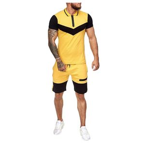 Jogging Kleidung Herren Kleidung Set Sommer Farbabstimmung Revers Kurzarm Shorts Sportanzug Casual Fashion 2 Stück Trainingsanzug Sweatshirt