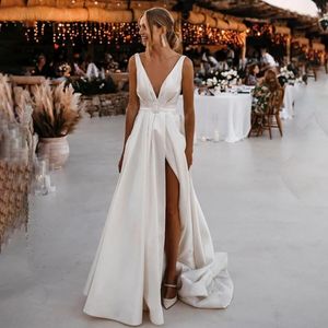 Abito da sposa linea A con applicazioni lunghe in pizzo con volant Abito da sposa per donna Abiti da sposa Dovias Boda Senza schienale