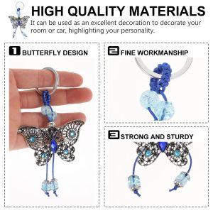 Keychains Lanyards L Evil Eye Butterfly Keychain Lucky Car Hanging Ornament Turkish Blue Good Luck Decorative Key Rings Drop Delivery Amuf0