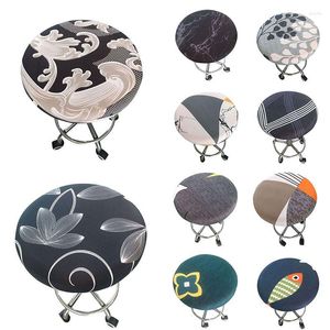 Chair Covers Floral Print Round Cover Bar Stool Elastic Seat Home Slipcover Protector