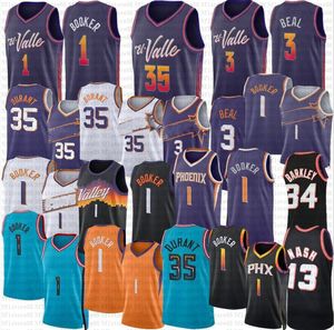 Devin Booker Jersey de baloncesto New Sun Kevin Durant Bradley Beal Phx Steve Nash Charles Barkley 2023 2024 Ciudad Camisa azul Jersey púrpura