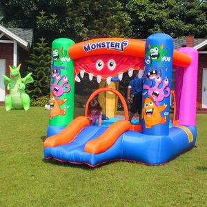 Casa inflável inflável para crianças Monster Bouncer Jumper Jumping Castle com soprador de ar Presentes de festa de aniversário de verão Brincar ao ar livre divertido no quintal do jardim interno