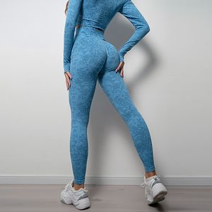 Legginsy dla kobiet seksowne bezszwowe spodnie do jogi w talii damskie gimnastyczne nogi fitness Zestaw odzieży damski