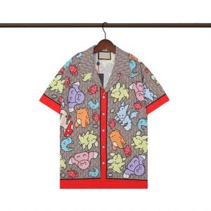 Designer skjorta herrknapp upp tryckt bowling skjorta hawaii blommor casual skjortor män kort ärm klänning hawaiian tshirt