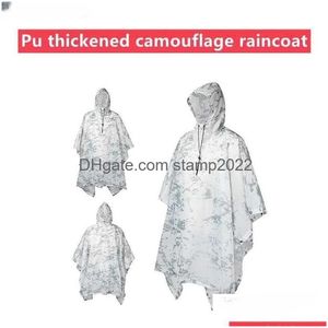 Płaszcza przeciwdeszczowe 3 w 1 turystyczne zamek błyskawiczny Poncho Rain Coat z plecakiem wodoodpornym plandekiem z polowaniem na masę na zewnątrz namiot mata namiot Schronienie DHEU7