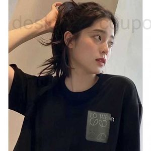 Kvinnors t-shirt designer lyxig högutgåva lyx mode l svart läder taggstil ouyang nana unisex lös kort ärm t-shirt 6c16